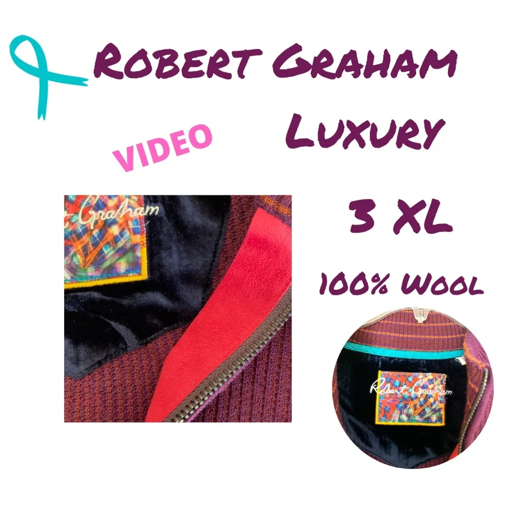 ROBERT GRAHAM Zip 100% Wool Sweater